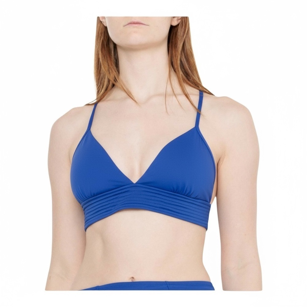 Seafolly Pintucked Fixed Triangle Bikini Top in Mediterranean Blue NWT